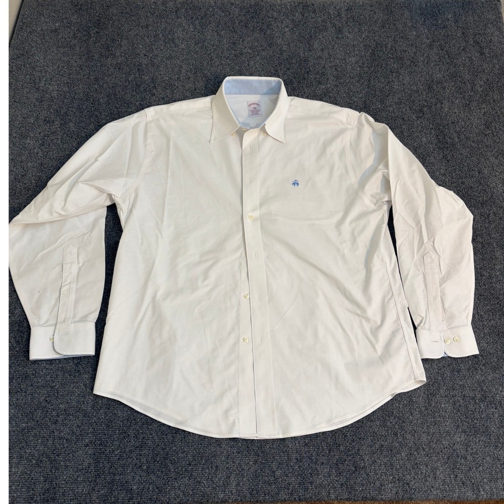 Brooks Brothers Traditional Fit Non-Iron Stretch White Button Down Shirt Mens L